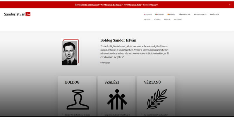 Megújult Boldog Sándor István honlapja