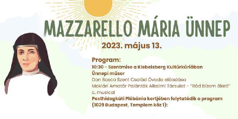 Meghívó Mazzarello Mária ünnepre
