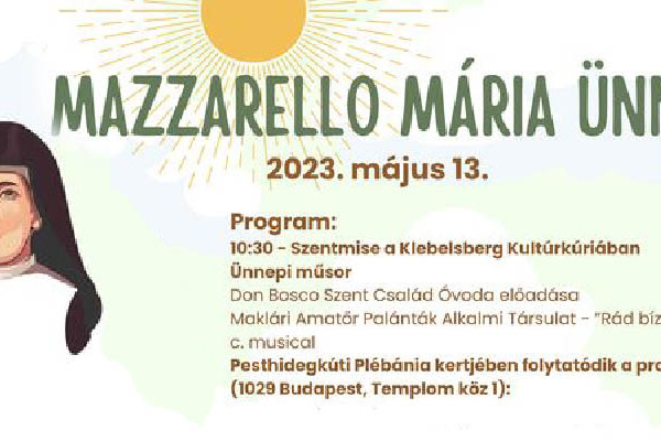 Meghívó Mazzarello Mária ünnepre